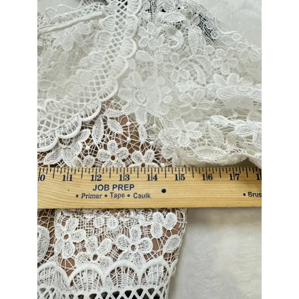 Self Portrait White Guipure Lace Mini Dress Womens 4 US Bridal Wedding - Picture 8 of 16